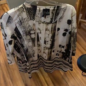 New Directions Black & White 3/4 Sl. Blouse Sz XL